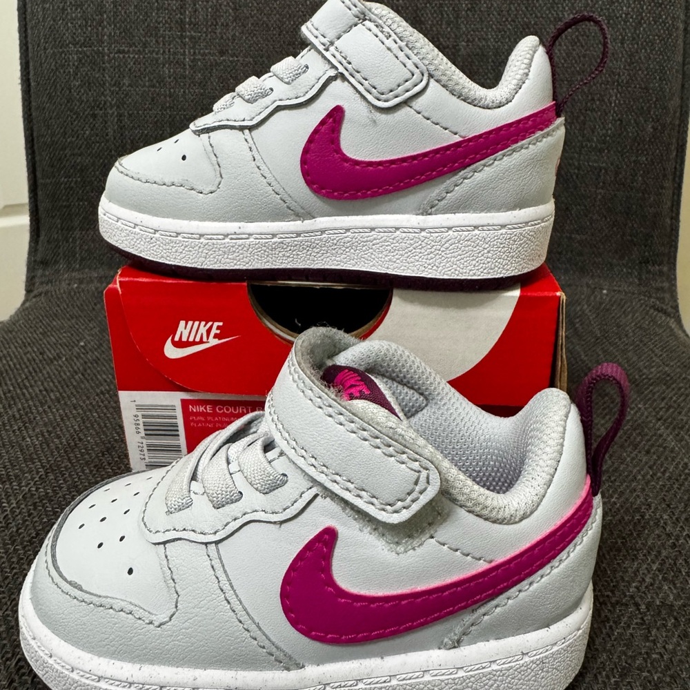Nike Baby Light Gray and Pink Sneakers